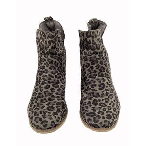 Very G Leopard Print Wedge Ankle Boots Womens 8.5 Suede & Faux Leather